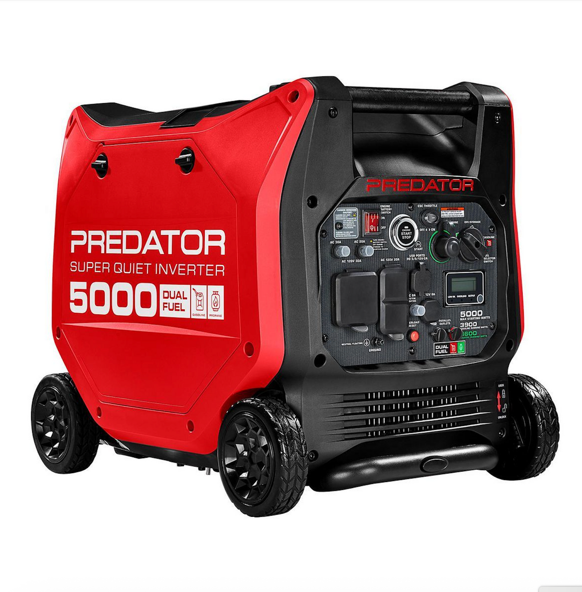Predator 5000 Watt Dual-Fuel Super Quiet Inverter Generator, Remote Start, CO SECURE