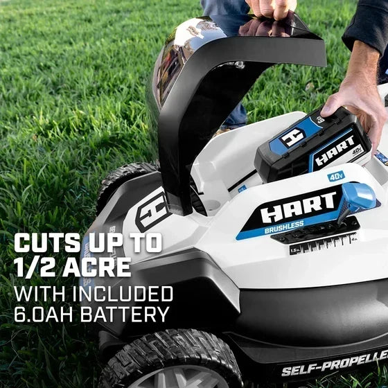 HART 40V 20 in. Brushless Self-Propelled Battery Lawn Mower with 6.0Ah Battery