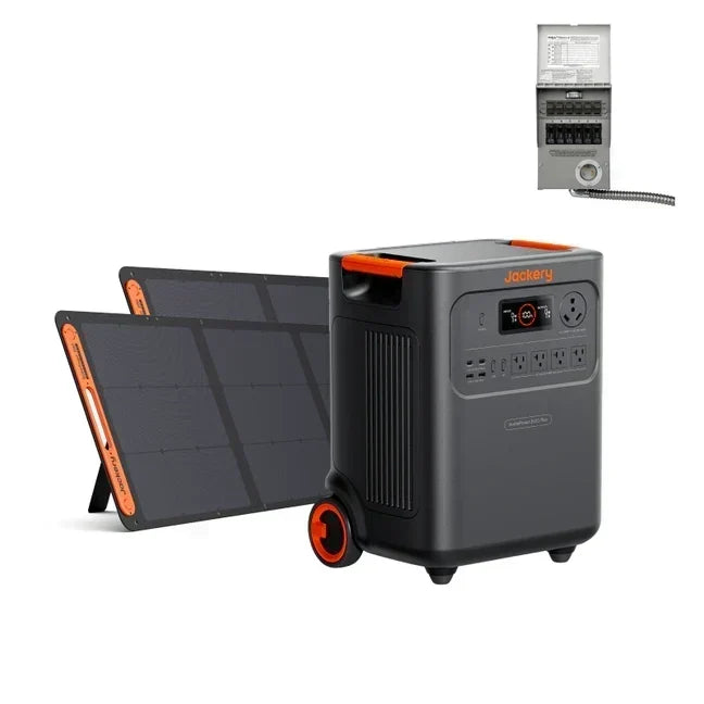 Jackery HomePower 3600 Plus Power Station with 2 x 200W Solar Panels, 3,584Wh, 3,600W