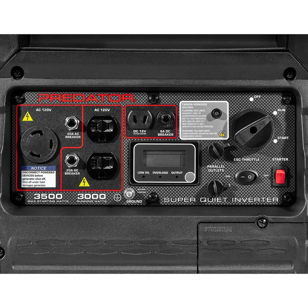 Predator 3500 Watt Super Quiet Inverter Generator, CO SECURE, RV Ready