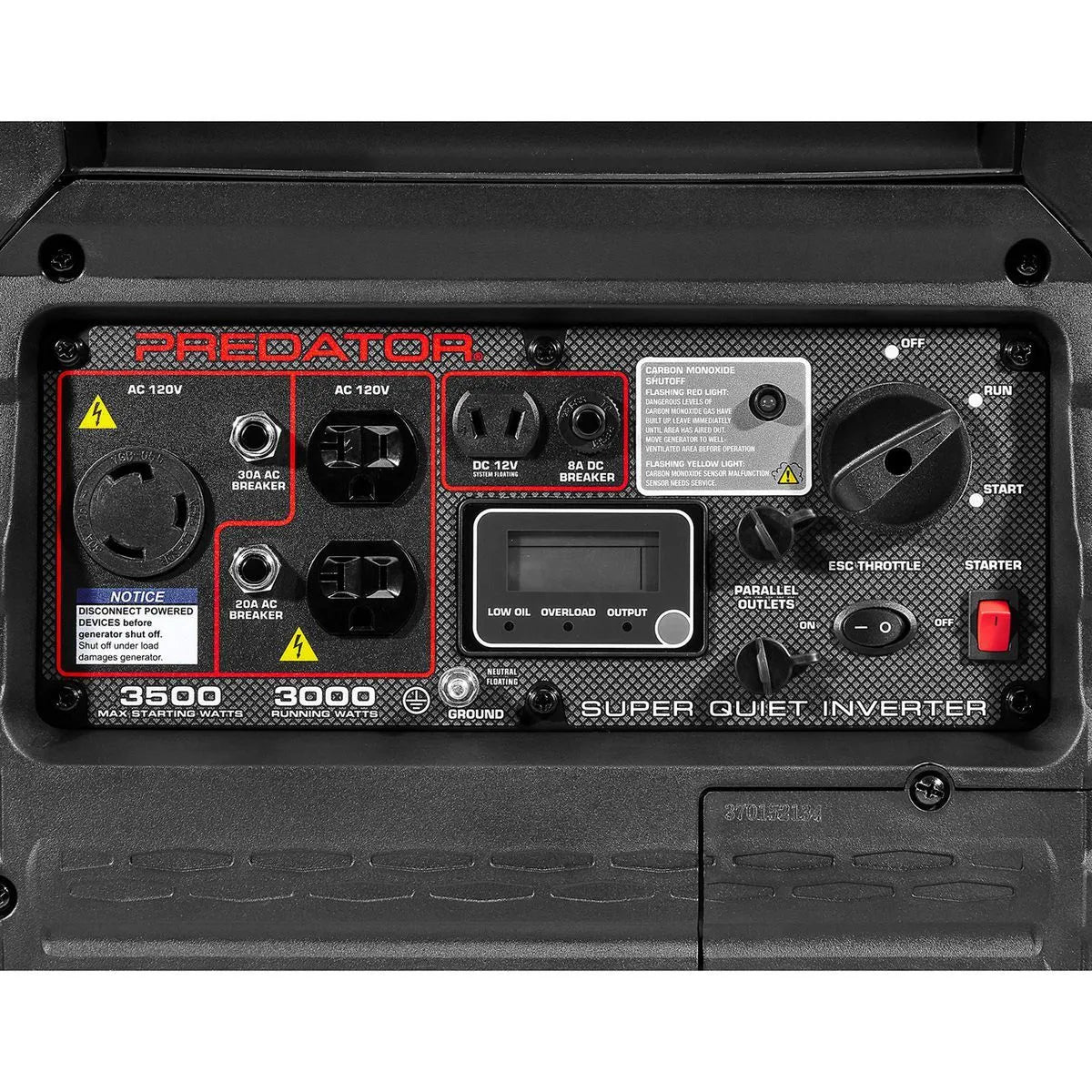 Predator 3500 Watt Super Quiet Inverter Generator, CO SECURE, RV Ready